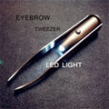 1pcs Hot Sales Portable Stainless Steel Button Cell Smart Design Eyebrow Hair Remove Tweezer with LED Light Makeup Tool