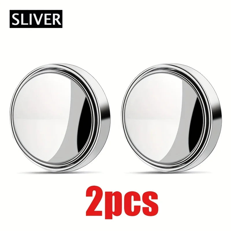 2Pcs Round Frame Convex Blind Spot Mirror Safety Driving Wide-angle 360 Degree Adjustable Clear Rearview Mirror Car Accessories