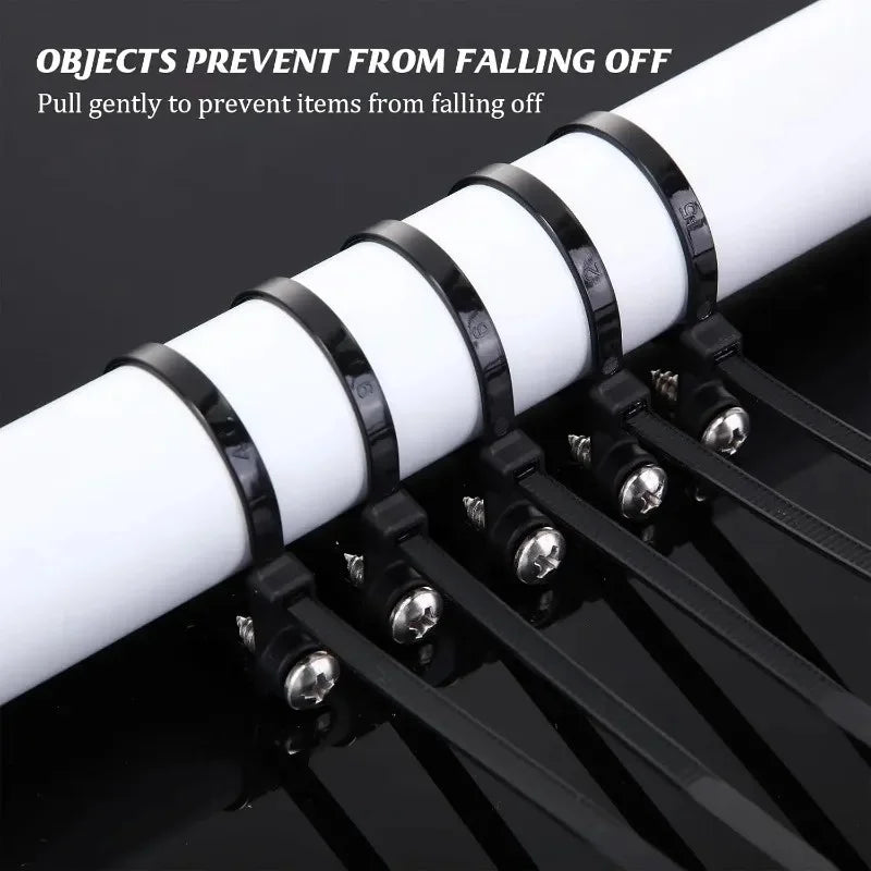 500/100PCS Screw Hole Cable Ties Reusable Fixed Nylon Cable Ties Self-locking Cord Ties Straps Fastening Loop Office Organizer