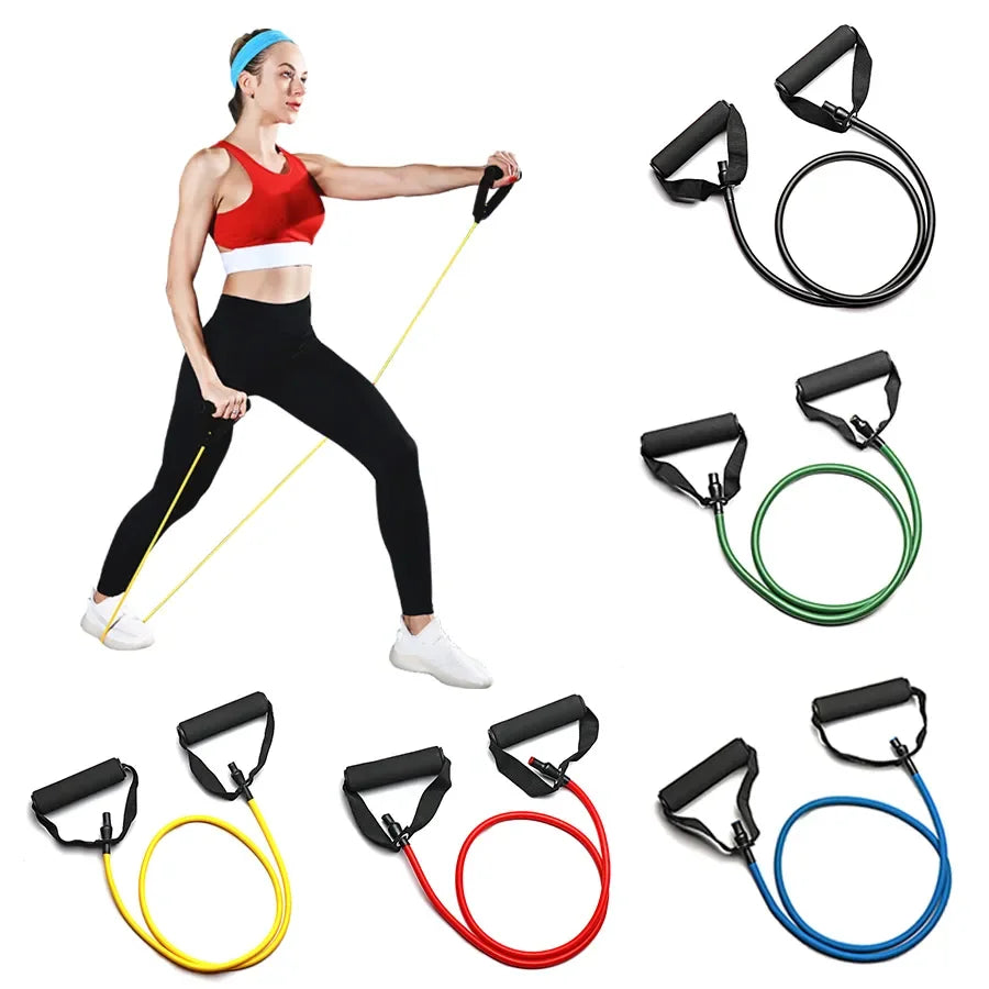 5 Levels Pull Rope Fitness Elastic Bands Resistance Bands with Handles Training Exercise Tube Band  Workouts Strength Equipment