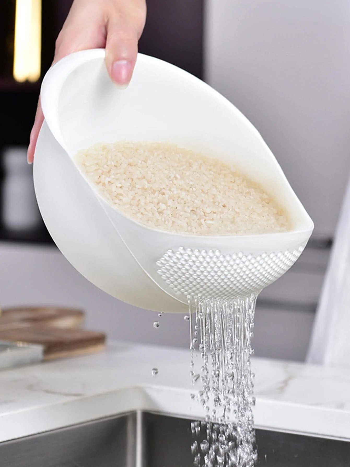 1/3pcs- Colander Rice Bowl Drain Basket Fruit Bowl Washing Drain Basket with Handle Washing Basket Home Kitchen Organizer