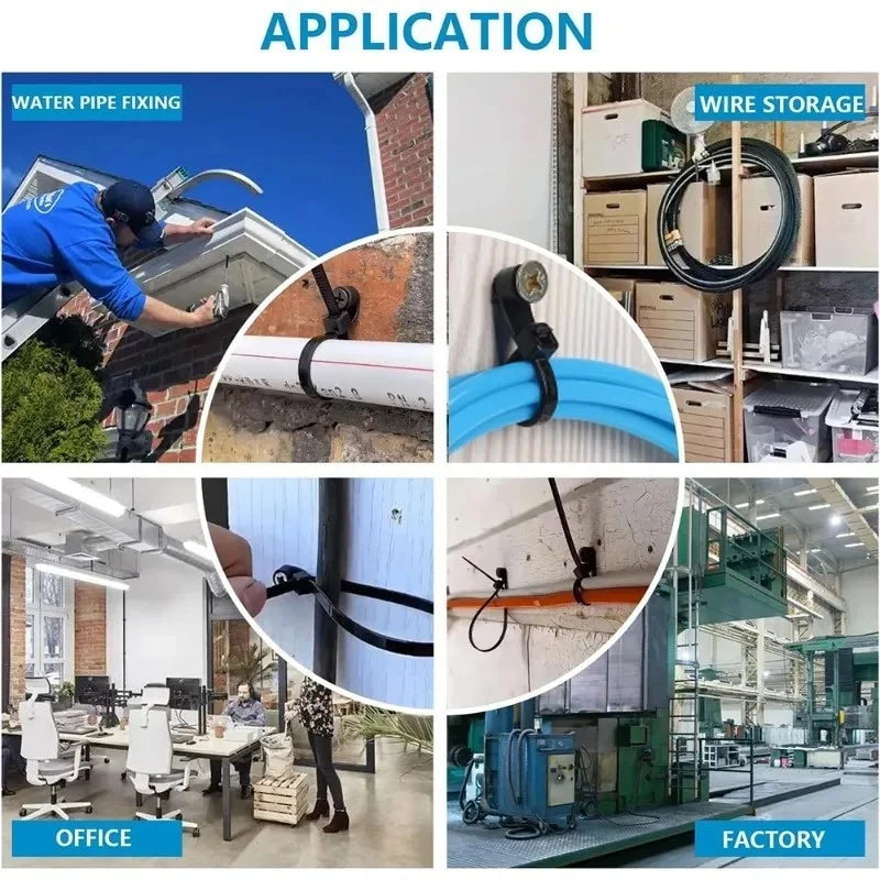 500/100PCS Screw Hole Cable Ties Reusable Fixed Nylon Cable Ties Self-locking Cord Ties Straps Fastening Loop Office Organizer