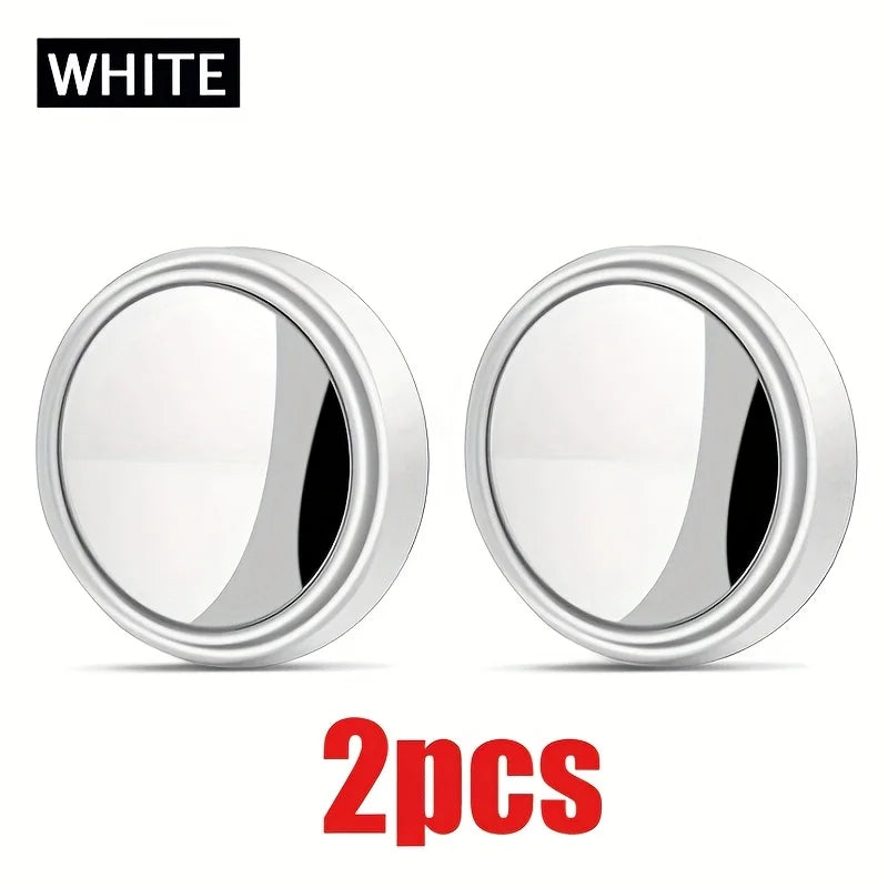 2Pcs Round Frame Convex Blind Spot Mirror Safety Driving Wide-angle 360 Degree Adjustable Clear Rearview Mirror Car Accessories