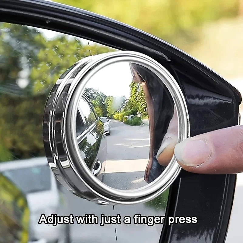 2Pcs Round Frame Convex Blind Spot Mirror Safety Driving Wide-angle 360 Degree Adjustable Clear Rearview Mirror Car Accessories