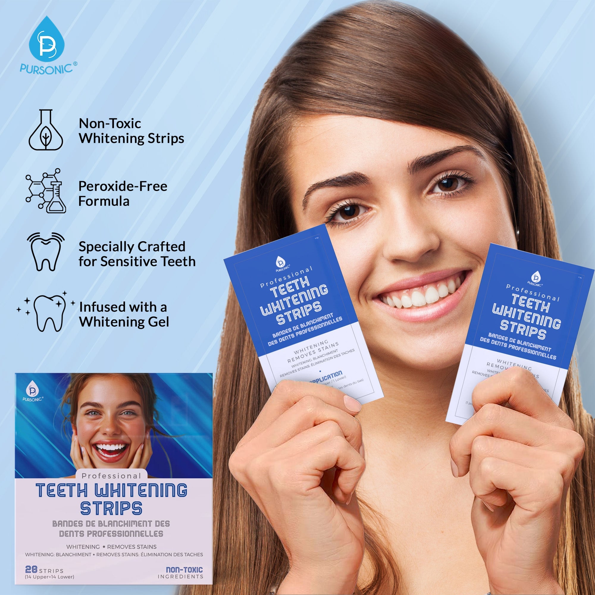 Pursonic Ultimate Smile Brightening Kit: Rotary Electric Toothbrush, UV Sterilizer, V34 Serum, Whitening Strips, & Pens
