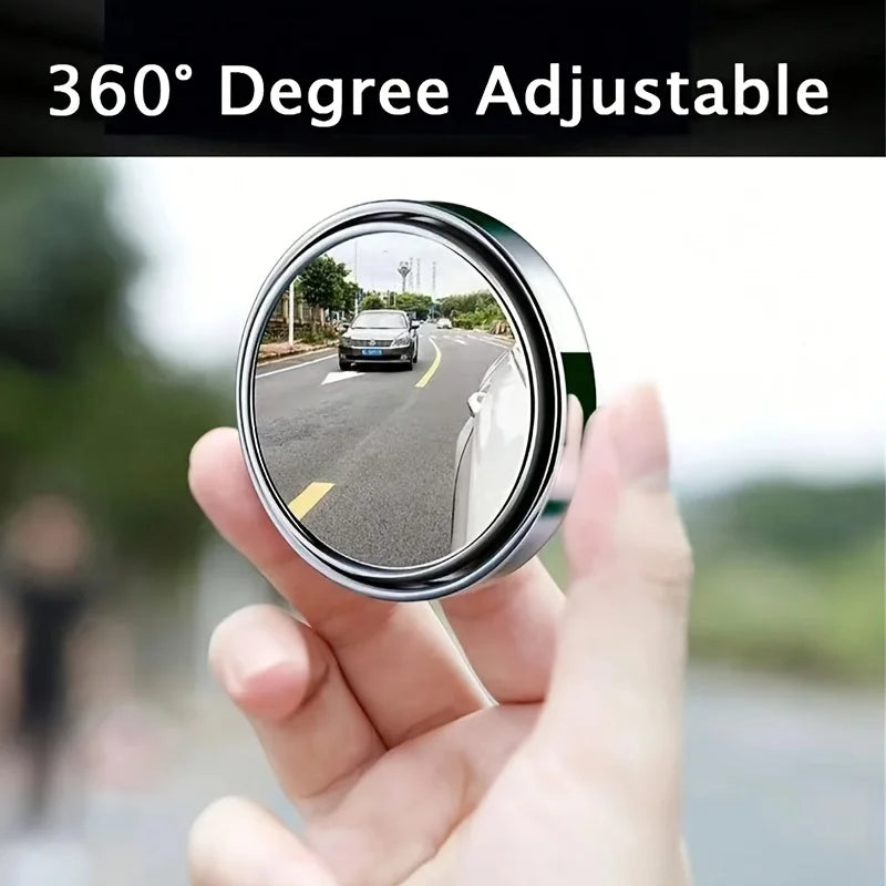 2Pcs Round Frame Convex Blind Spot Mirror Safety Driving Wide-angle 360 Degree Adjustable Clear Rearview Mirror Car Accessories
