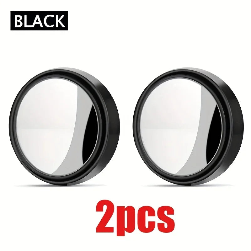 2Pcs Round Frame Convex Blind Spot Mirror Safety Driving Wide-angle 360 Degree Adjustable Clear Rearview Mirror Car Accessories