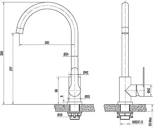Single-Flow J Bend 360° Hot & Cold Brass Stainless Steel Kitchen Mixer Faucet Silver