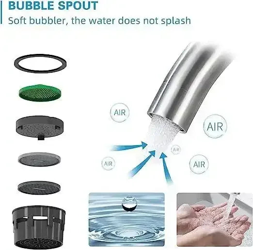 Single-Flow J Bend 360° Hot & Cold Brass Stainless Steel Kitchen Mixer Faucet Silver